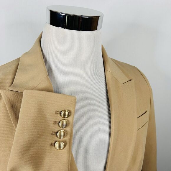 Elie Tahari Size 8 Blazer Beige Gold Peak Lapel One Button Lined Vented - Picture 1 of 6
